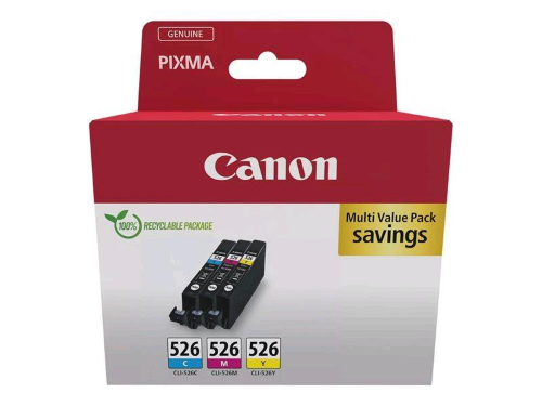 CANON CLI-526 MULTIPACK 3 CONFEZIONI 9 ML GIALLO CIANO MAGENTA PER PIXMA iP4850, iP4950, iX6550, MG5150, MG5250, MG5350, MG6150, MG6250, MX895